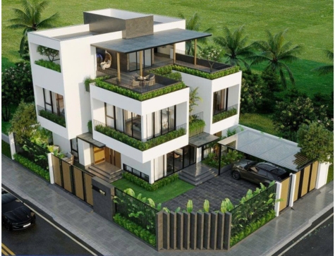Mẫu biệt thự hiện đại 2 tầng không gian xanh BT003